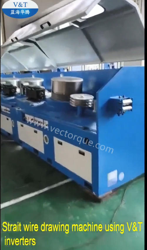 Strait wire drawing machine using V&T inverters